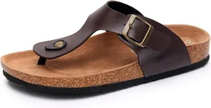 WTW Men's Cork Footbed Sandals Slip on Beach Slide Sandals Shoes with Adjustable Metal Buckle Strap for Men