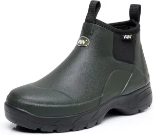 WTW Unisex Waterproof Rubber Rain Boots - Slip On Ankle Neoprene Boots Garden Shoes for Men and Women Outdoor Work