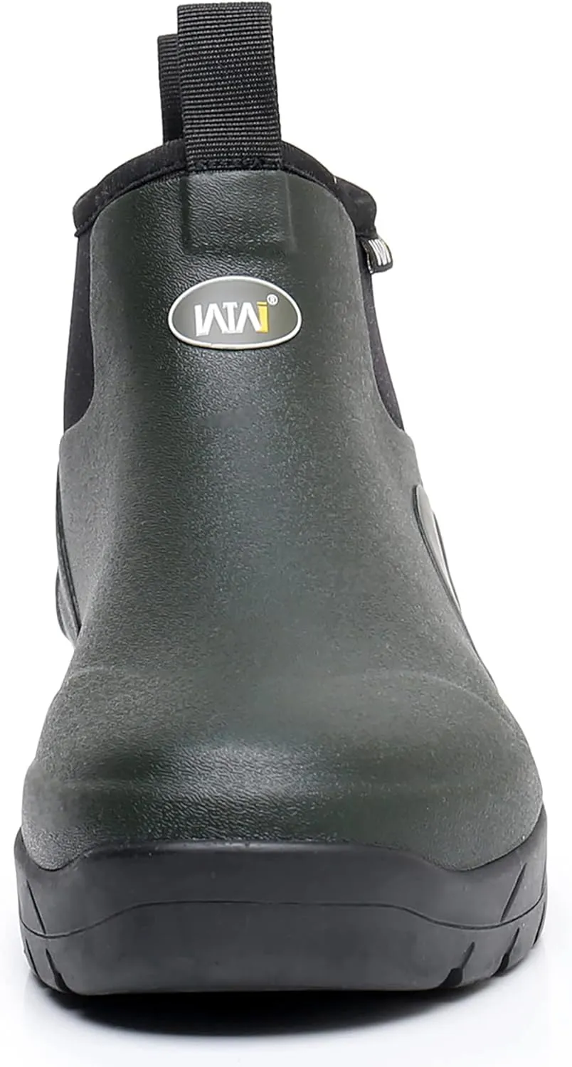 WTW Unisex Waterproof Rubber Rain Boots - Slip On Ankle Neoprene Boots Garden Shoes for Men and Women Outdoor Work