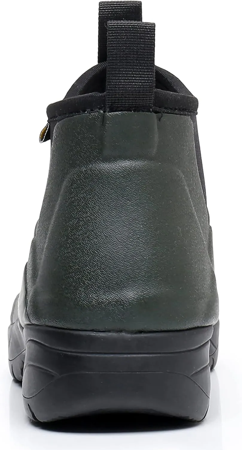 WTW Unisex Waterproof Rubber Rain Boots - Slip On Ankle Neoprene Boots Garden Shoes for Men and Women Outdoor Work