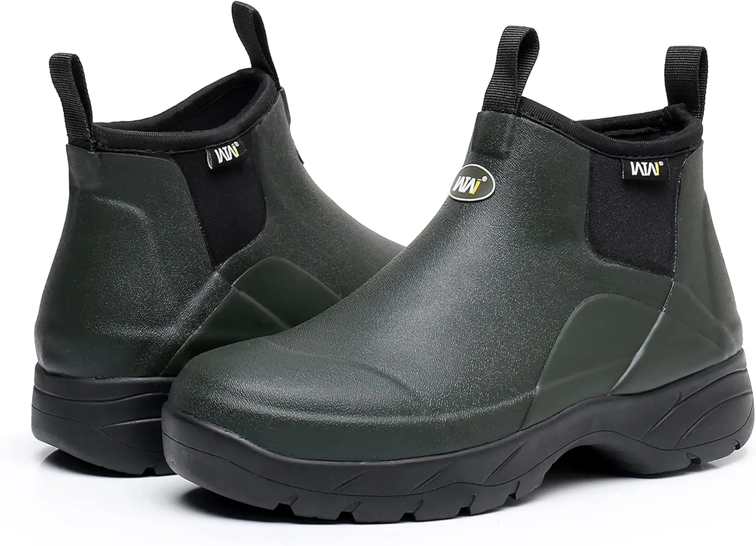 WTW Unisex Waterproof Rubber Rain Boots - Slip On Ankle Neoprene Boots Garden Shoes for Men and Women Outdoor Work