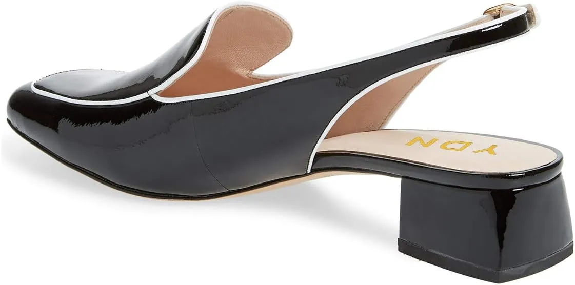 YDN Women Closed Square Toe Block Low Heels Slingback Formal Loafer Dressy Shoes Office Lady Pump Size 4-15 US