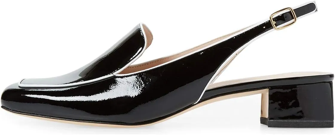 YDN Women Closed Square Toe Block Low Heels Slingback Formal Loafer Dressy Shoes Office Lady Pump Size 4-15 US