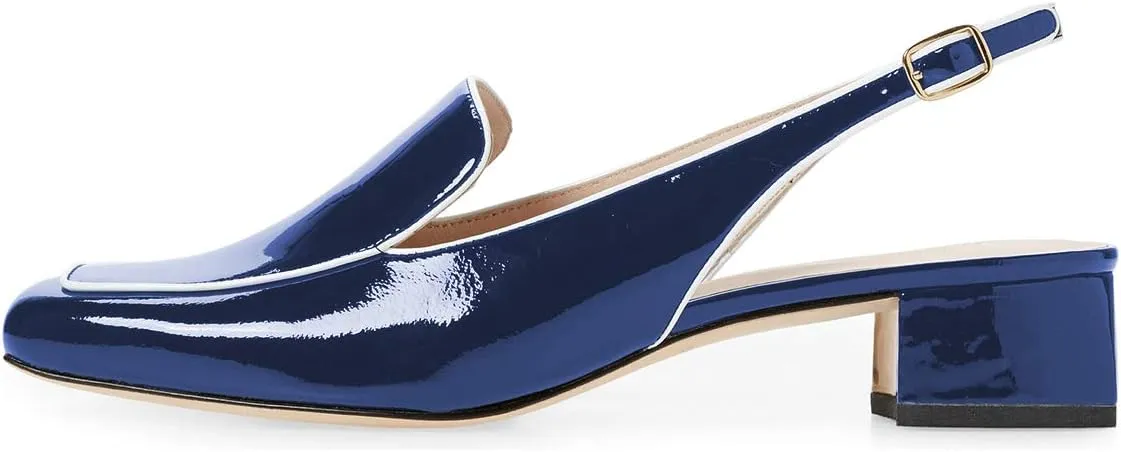 YDN Women Closed Square Toe Block Low Heels Slingback Formal Loafer Dressy Shoes Office Lady Pump Size 4-15 US