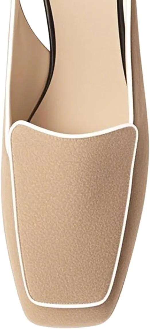 YDN Women Closed Square Toe Block Low Heels Slingback Formal Loafer Dressy Shoes Office Lady Pump Size 4-15 US