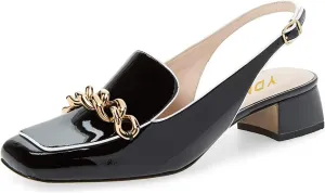 YDN Women Closed Square Toe Block Low Heels Slingback Formal Loafer Dressy Shoes Office Lady Pumps US Size 4-15 US