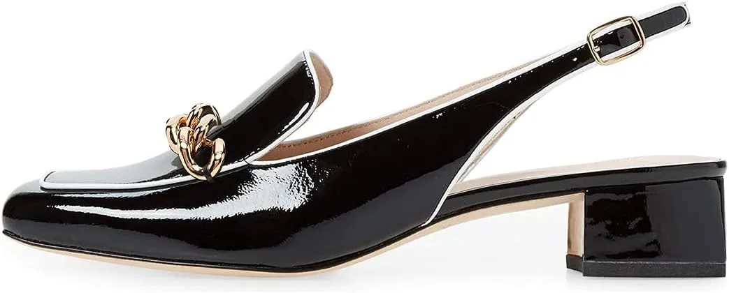 YDN Women Closed Square Toe Block Low Heels Slingback Formal Loafer Dressy Shoes Office Lady Pumps US Size 4-15 US