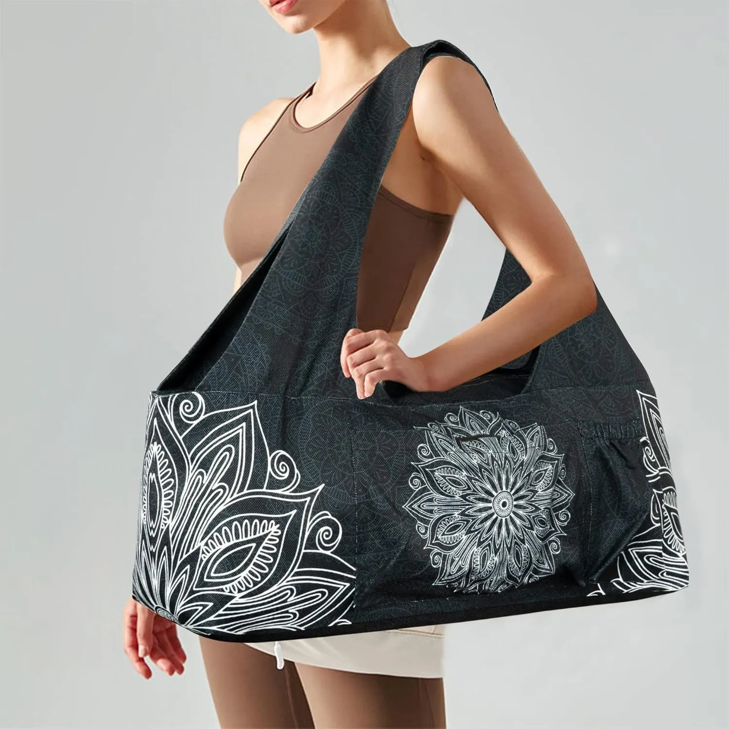 Yoga Mat Bag - Large Yoga Bag with Yoga Mat Strap, Zipper and Pockets - Yoga Bags and Carriers Fits All Your Stuff - Personalized Yoga Mat Bags for Women Fits Most Size Mats