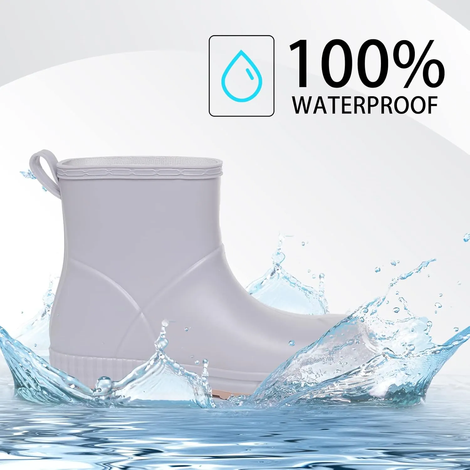 YUHITYGZGS Short Rain Boots for Women and Men, Lightweight Waterproof Garden Boots, Anti-Slip Chelsea Womens Rain Boots, Stylish Mid Heel rubber Ankle Booties with Comfy Insoles for Outdoor