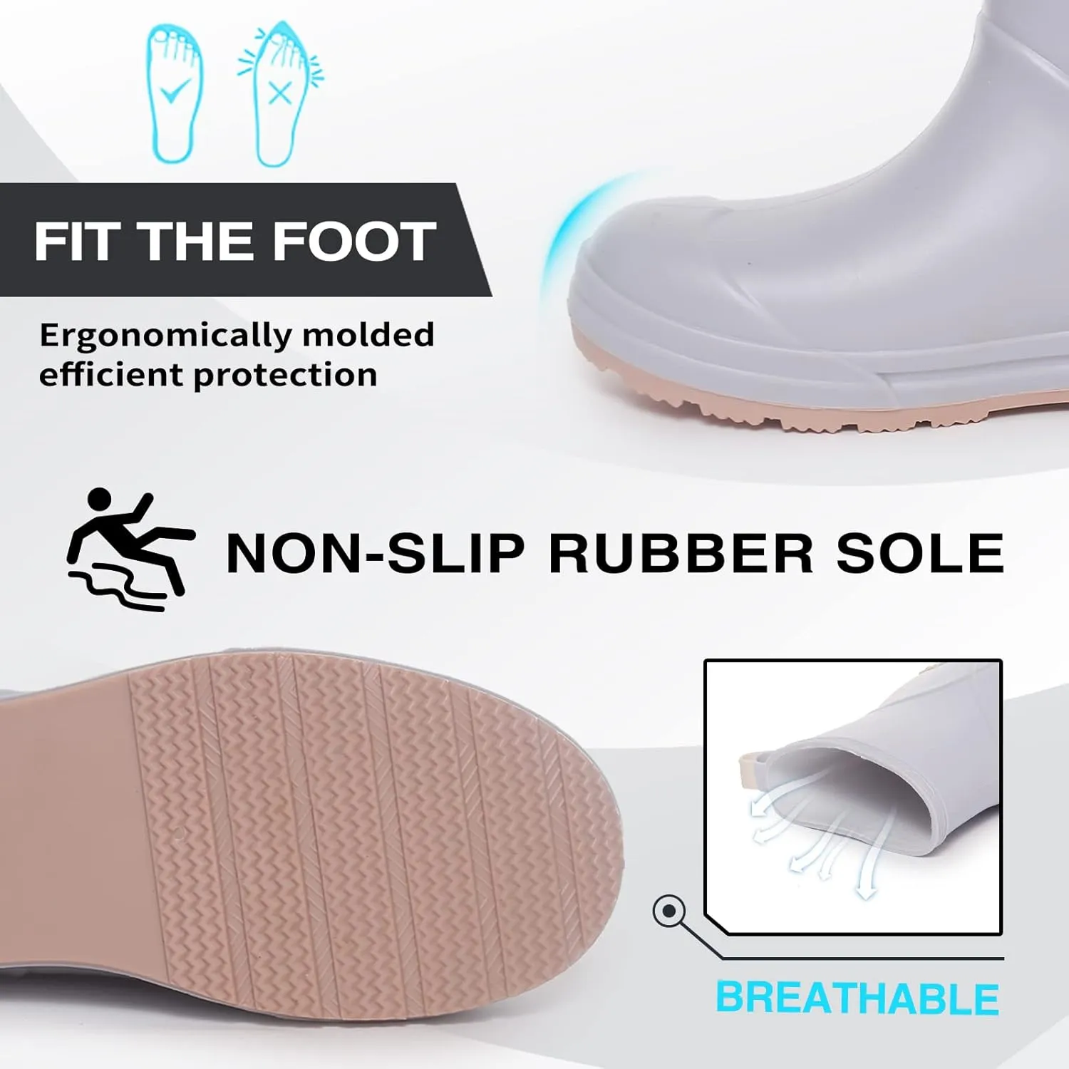 YUHITYGZGS Short Rain Boots for Women and Men, Lightweight Waterproof Garden Boots, Anti-Slip Chelsea Womens Rain Boots, Stylish Mid Heel rubber Ankle Booties with Comfy Insoles for Outdoor