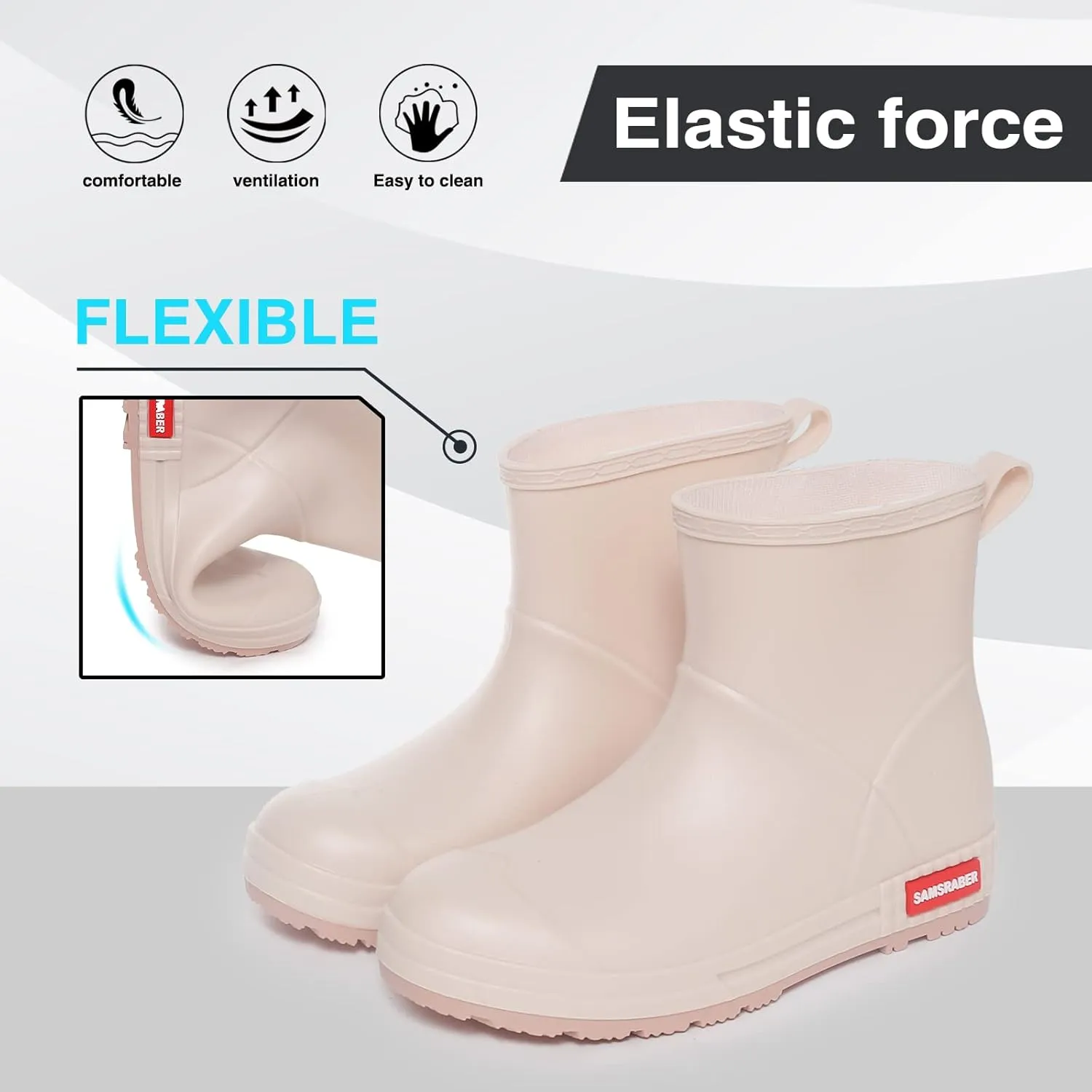 YUHITYGZGS Short Rain Boots for Women and Men, Lightweight Waterproof Garden Boots, Anti-Slip Chelsea Womens Rain Boots, Stylish Mid Heel rubber Ankle Booties with Comfy Insoles for Outdoor