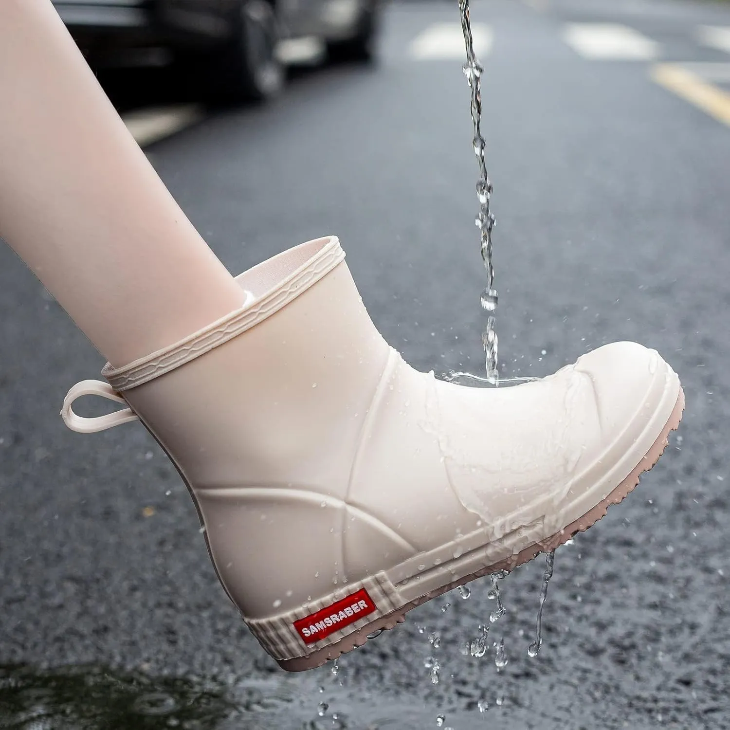 YUHITYGZGS Short Rain Boots for Women and Men, Lightweight Waterproof Garden Boots, Anti-Slip Chelsea Womens Rain Boots, Stylish Mid Heel rubber Ankle Booties with Comfy Insoles for Outdoor