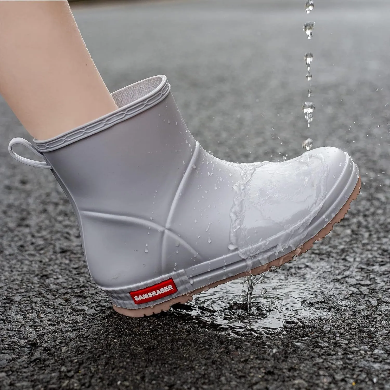 YUHITYGZGS Short Rain Boots for Women and Men, Lightweight Waterproof Garden Boots, Anti-Slip Chelsea Womens Rain Boots, Stylish Mid Heel rubber Ankle Booties with Comfy Insoles for Outdoor