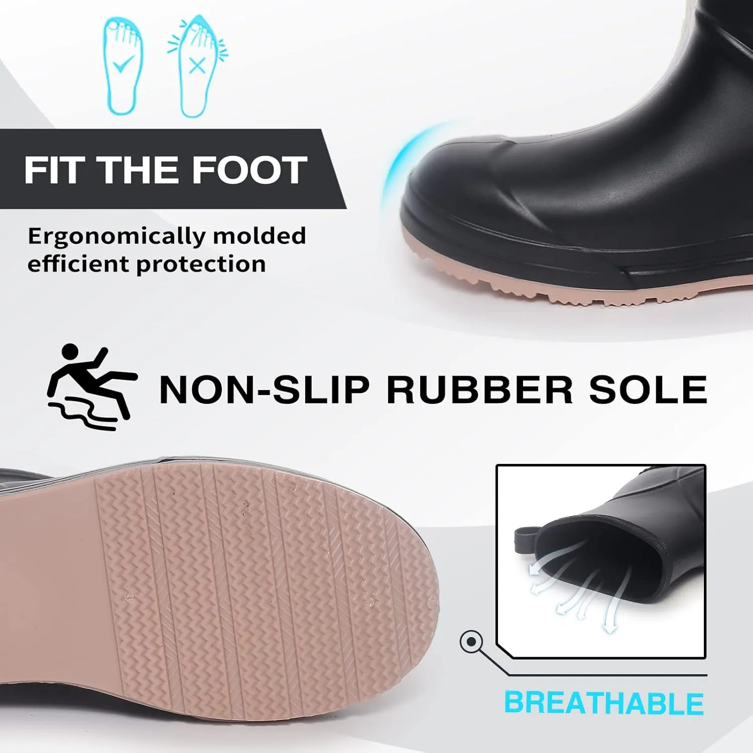 YUHITYGZGS Short Rain Boots for Women and Men, Lightweight Waterproof Garden Boots, Anti-Slip Chelsea Womens Rain Boots, Stylish Mid Heel rubber Ankle Booties with Comfy Insoles for Outdoor