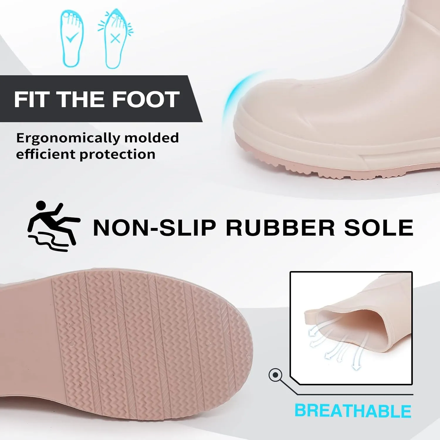 YUHITYGZGS Short Rain Boots for Women and Men, Lightweight Waterproof Garden Boots, Anti-Slip Chelsea Womens Rain Boots, Stylish Mid Heel rubber Ankle Booties with Comfy Insoles for Outdoor