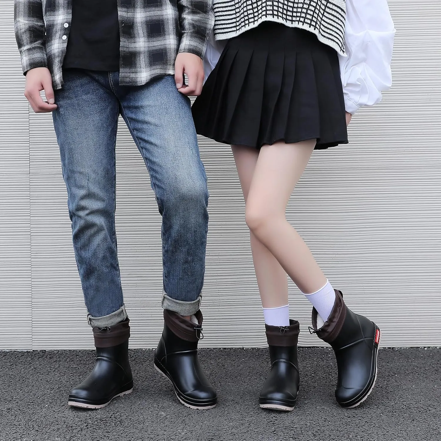 YUHITYGZGS Short Rain Boots for Women and Men, Lightweight Waterproof Garden Boots, Anti-Slip Chelsea Womens Rain Boots, Stylish Mid Heel rubber Ankle Booties with Comfy Insoles for Outdoor