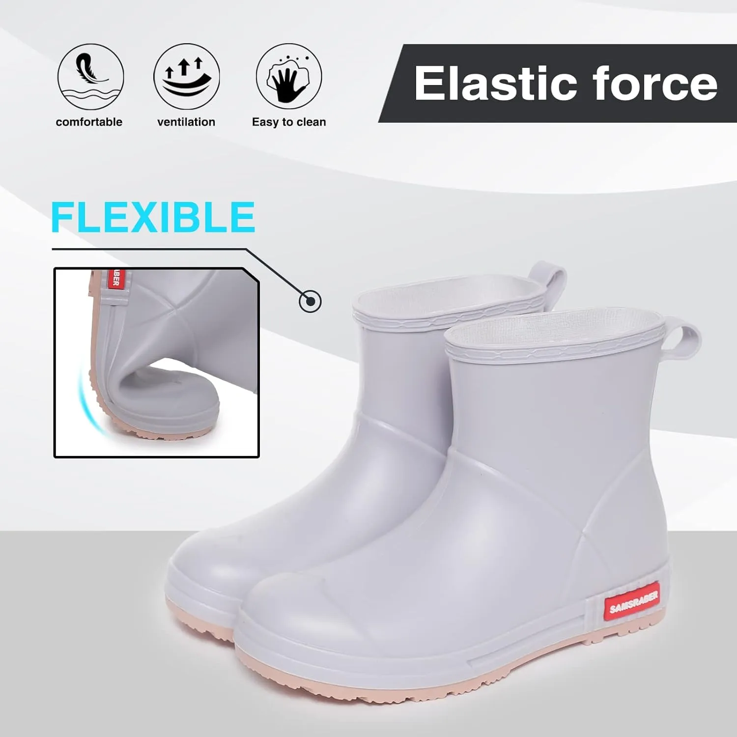YUHITYGZGS Short Rain Boots for Women and Men, Lightweight Waterproof Garden Boots, Anti-Slip Chelsea Womens Rain Boots, Stylish Mid Heel rubber Ankle Booties with Comfy Insoles for Outdoor