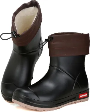 YUHITYGZGS Short Rain Boots for Women and Men, Lightweight Waterproof Garden Boots, Anti-Slip Chelsea Womens Rain Boots, Stylish Mid Heel rubber Ankle Booties with Comfy Insoles for Outdoor