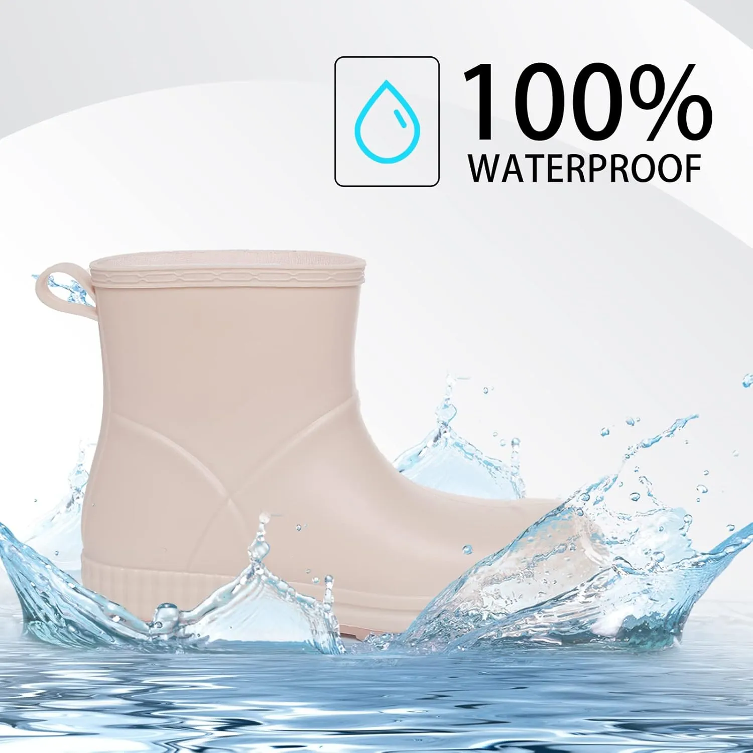 YUHITYGZGS Short Rain Boots for Women and Men, Lightweight Waterproof Garden Boots, Anti-Slip Chelsea Womens Rain Boots, Stylish Mid Heel rubber Ankle Booties with Comfy Insoles for Outdoor