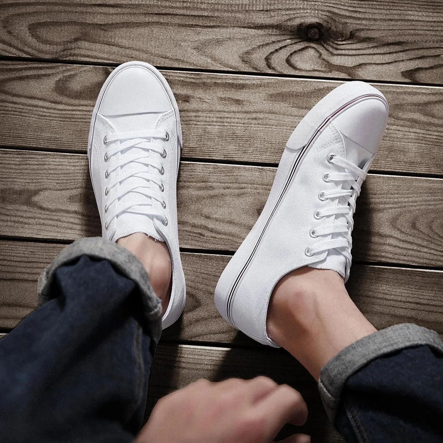 ZGR Mens Classic Casual Shoes,Lace-up Fashion Sneakers,Low Top Canvas Sneakers for Men
