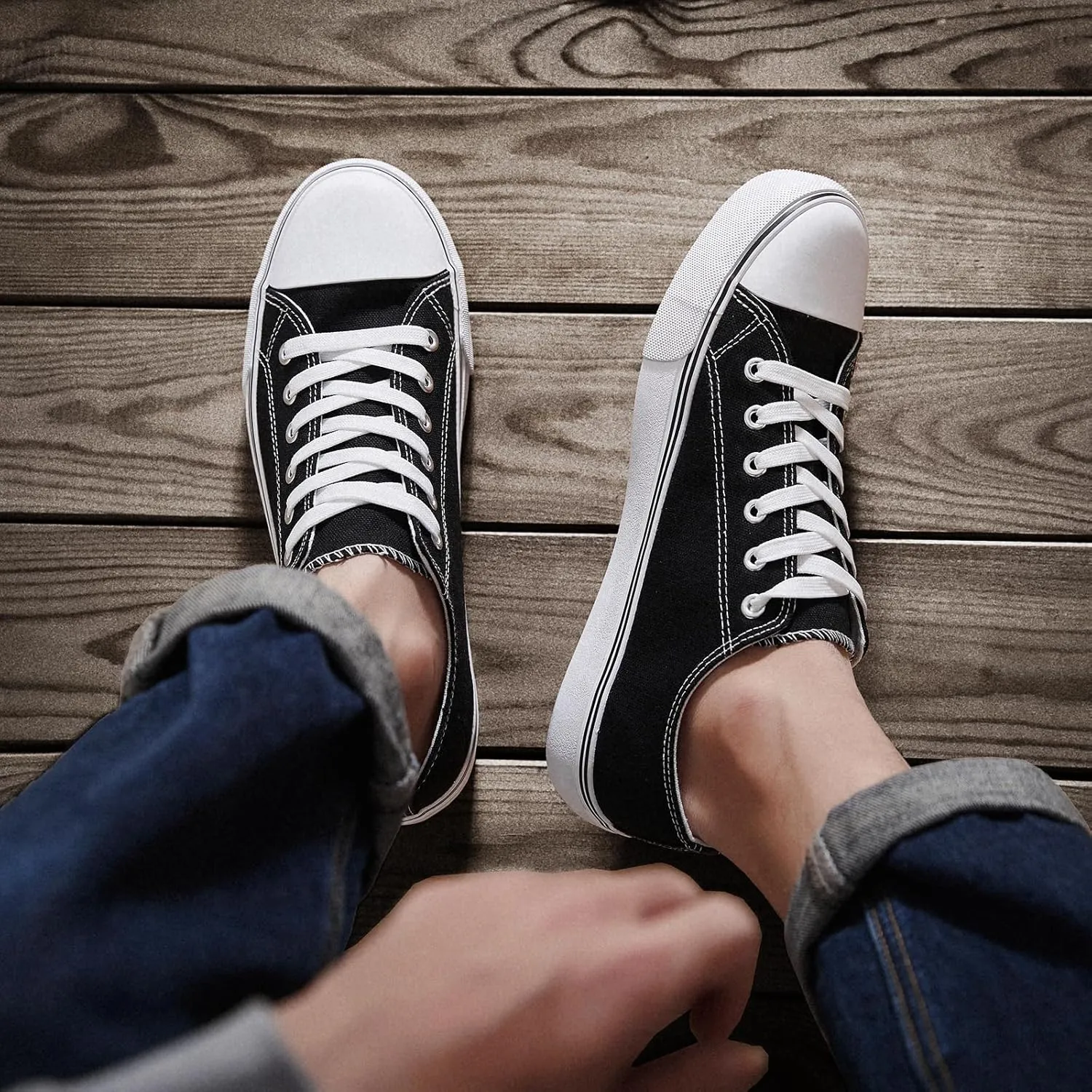 ZGR Mens Classic Casual Shoes,Lace-up Fashion Sneakers,Low Top Canvas Sneakers for Men