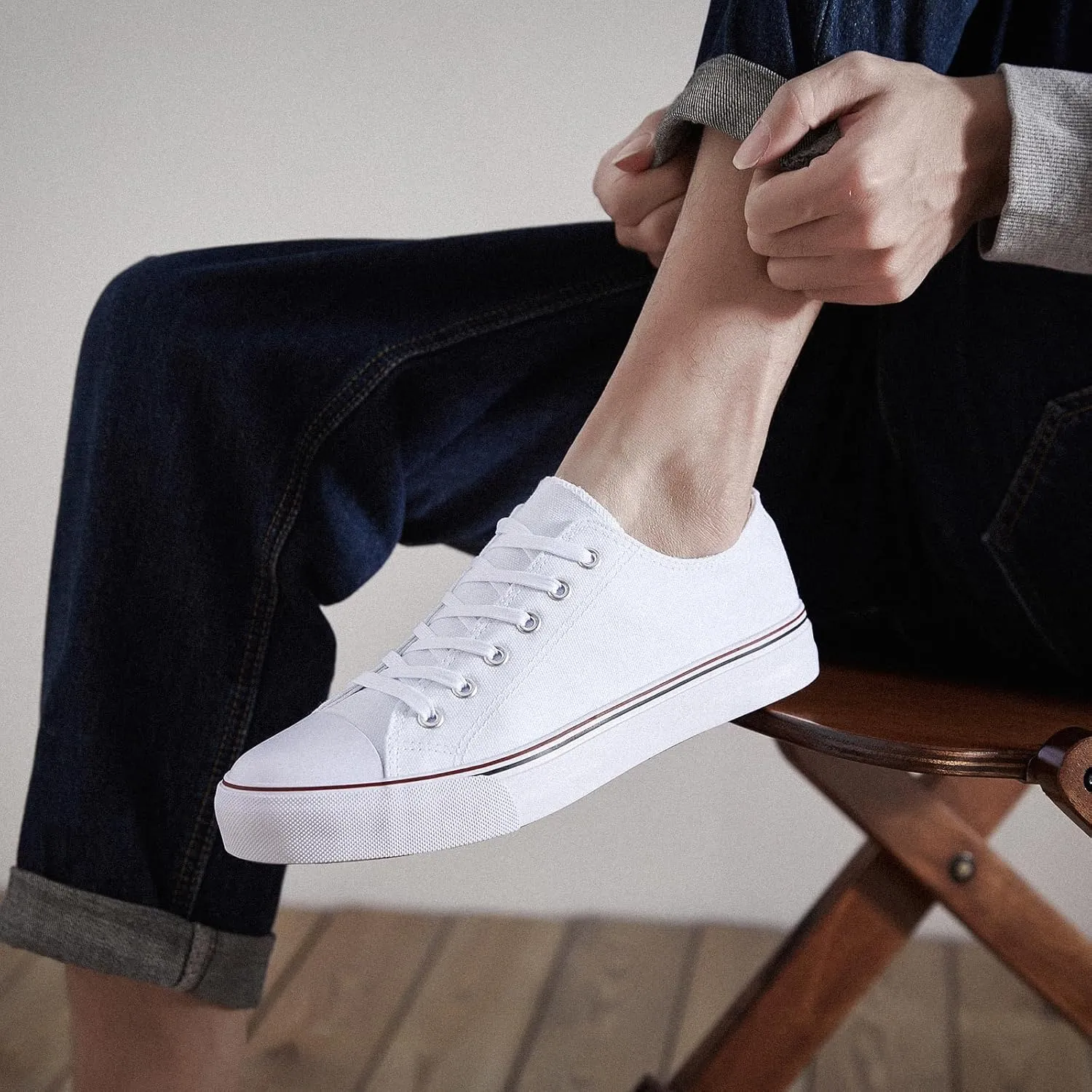 ZGR Mens Classic Casual Shoes,Lace-up Fashion Sneakers,Low Top Canvas Sneakers for Men