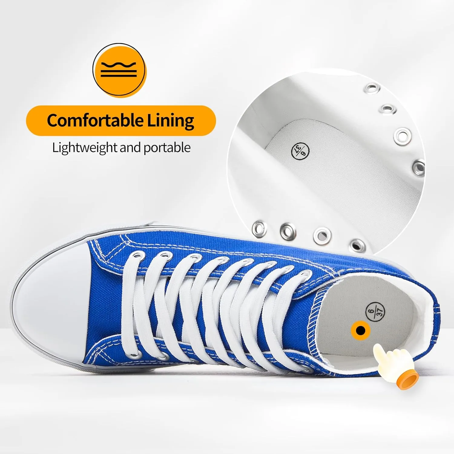 ZGR Womens High Top Canvas Sneakers,Lace-up Canvas Shoes,Casual Tennis Walking Shoes