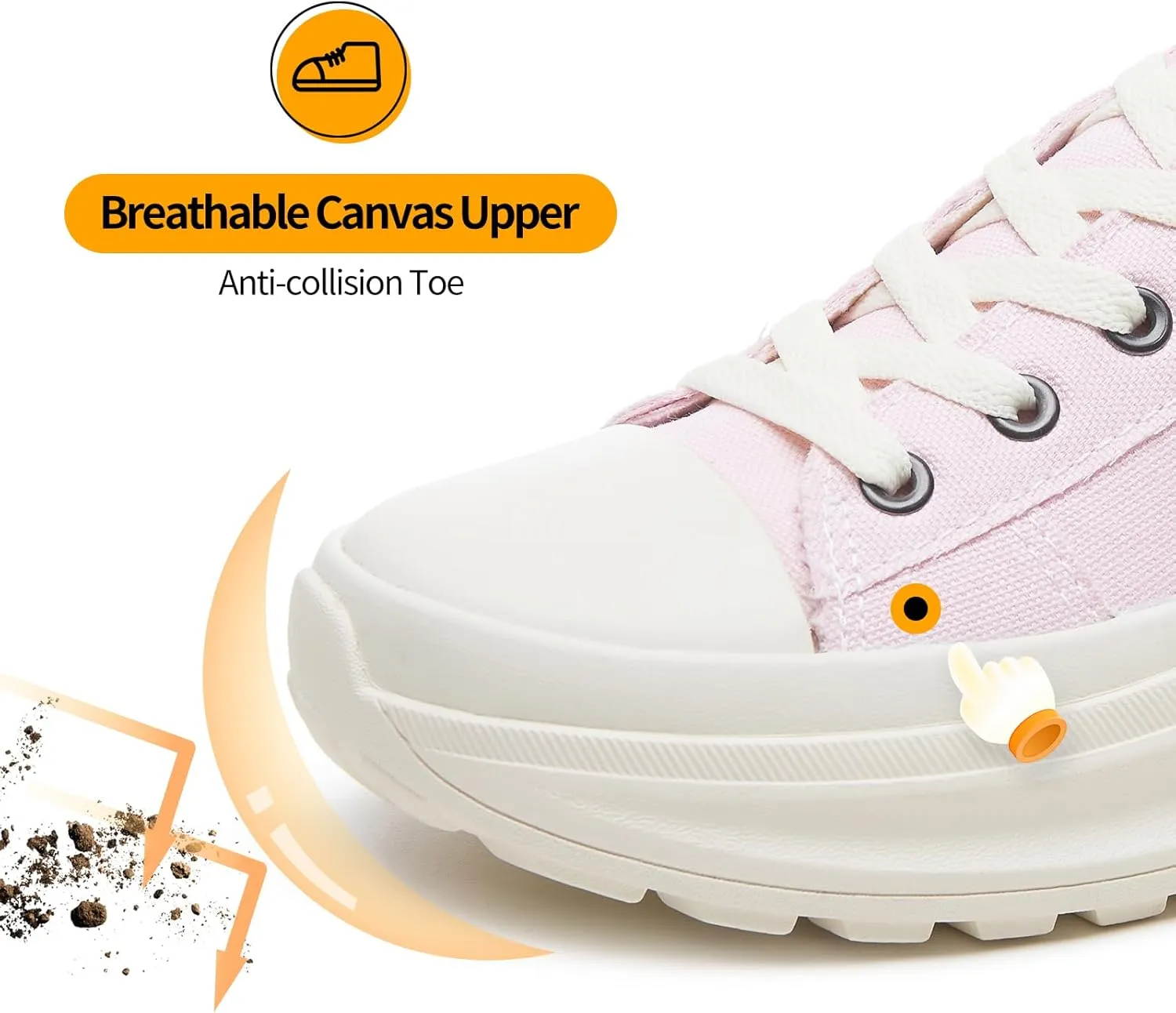 ZGR Womens Low Top Platform Sneakers,White Canvas Sneakers,Casual Platform Tennis Shoes