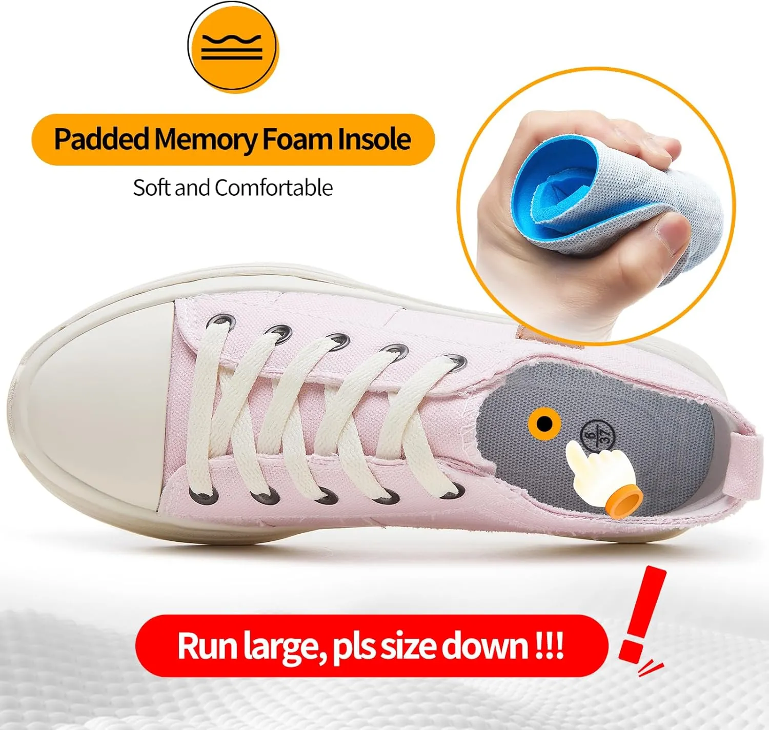 ZGR Womens Low Top Platform Sneakers,White Canvas Sneakers,Casual Platform Tennis Shoes