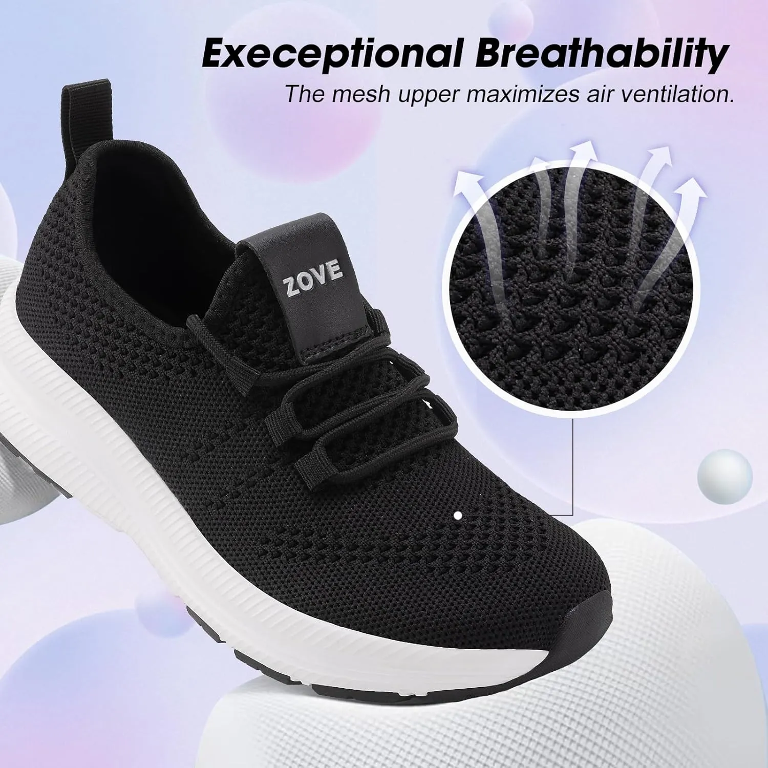 ZOVE Wide Toe Box Shoes Women Extra Wide Width Sneakers Ultra Light Road Running Shoes Non-Slip Tennis Sneakers Breathable Walking Athletic
