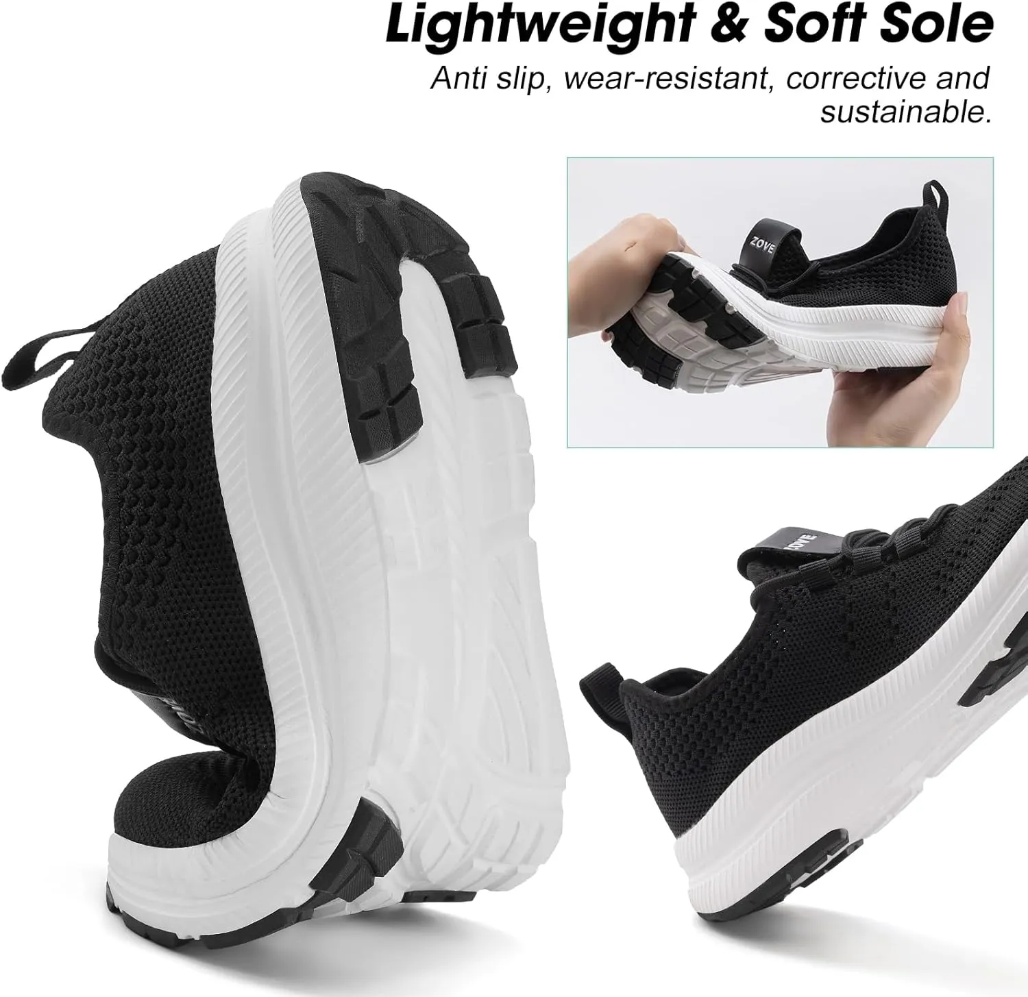 ZOVE Wide Toe Box Shoes Women Extra Wide Width Sneakers Ultra Light Road Running Shoes Non-Slip Tennis Sneakers Breathable Walking Athletic