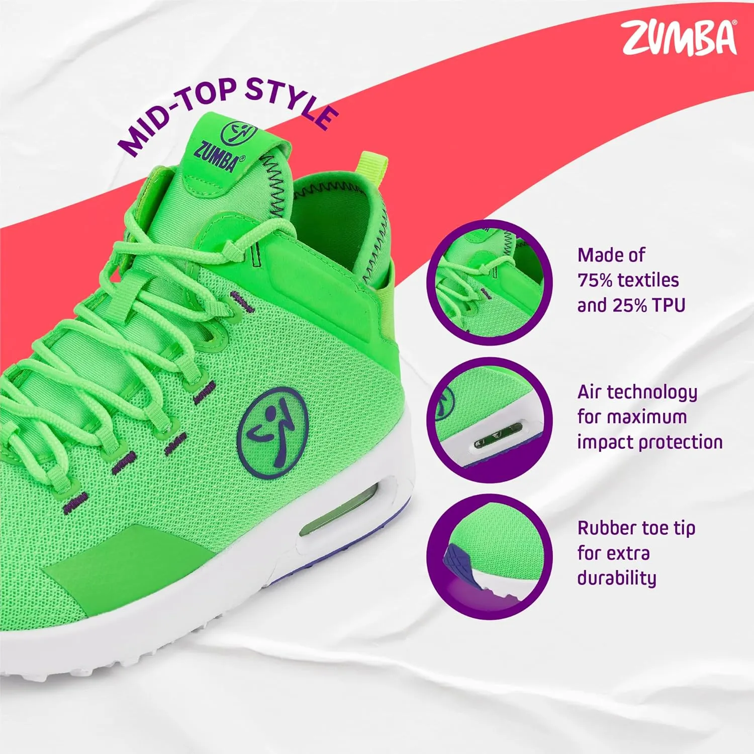 ZUMBA Air Funk Women’s Dance Shoes, Mid-Top Fitness Sneakers