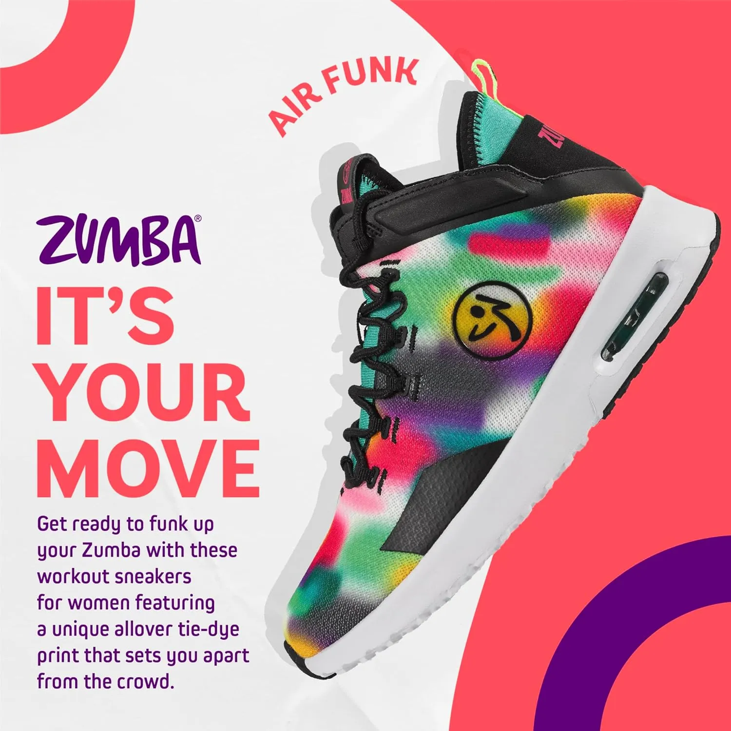 ZUMBA Air Funk Women’s Dance Shoes, Mid-Top Fitness Sneakers