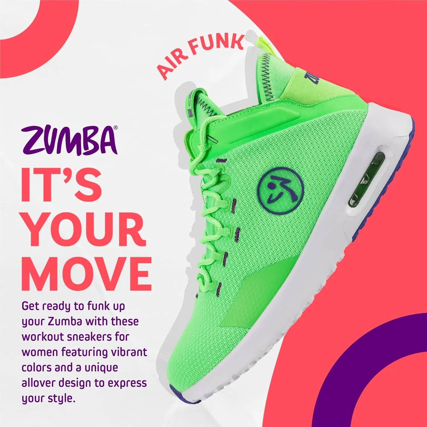 ZUMBA Air Funk Women’s Dance Shoes, Mid-Top Fitness Sneakers