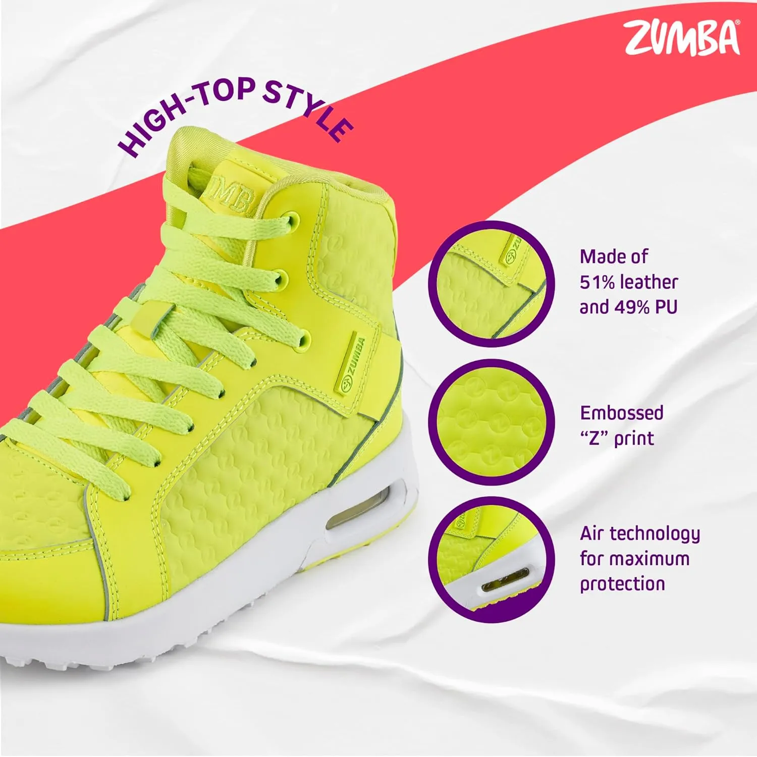 ZUMBA Street Boss Comfy High Top Gym Shoes Active Dance Workout Shoes for Women