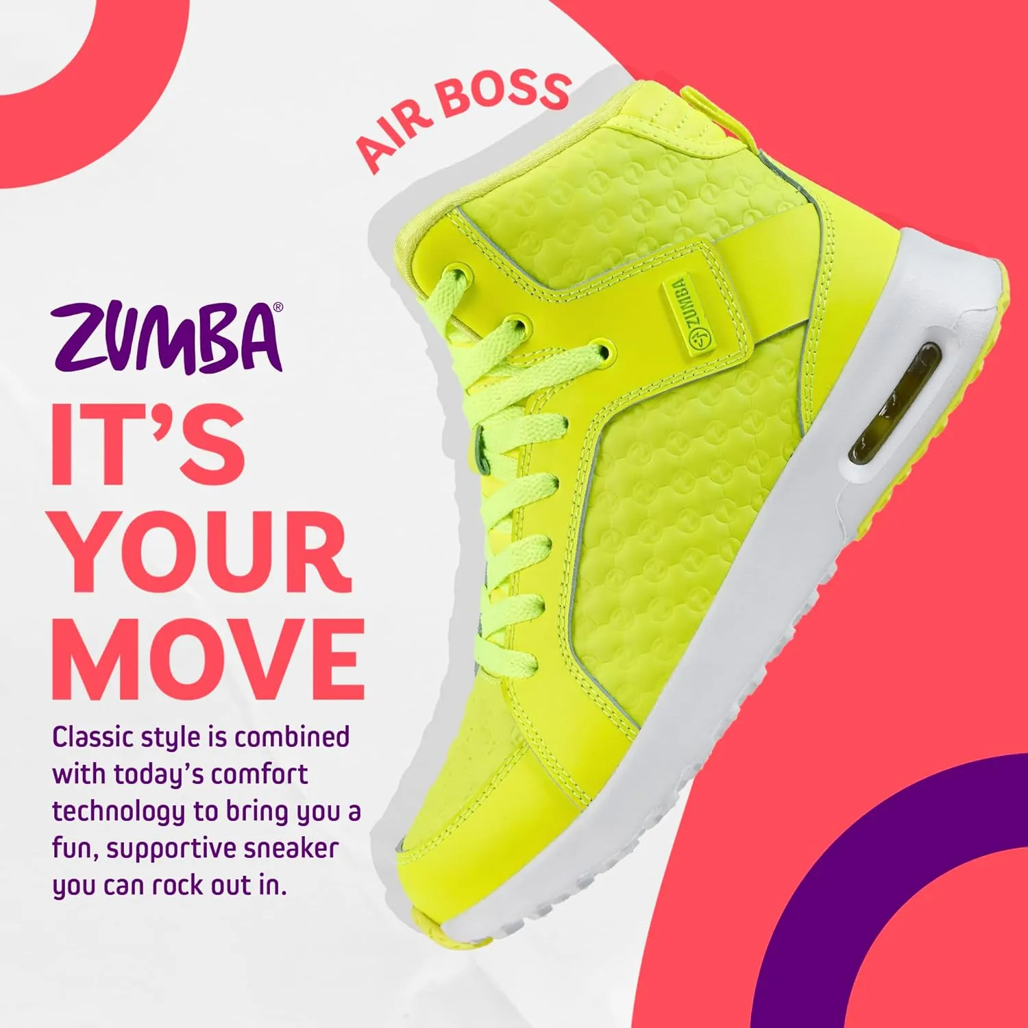 ZUMBA Street Boss Comfy High Top Gym Shoes Active Dance Workout Shoes for Women