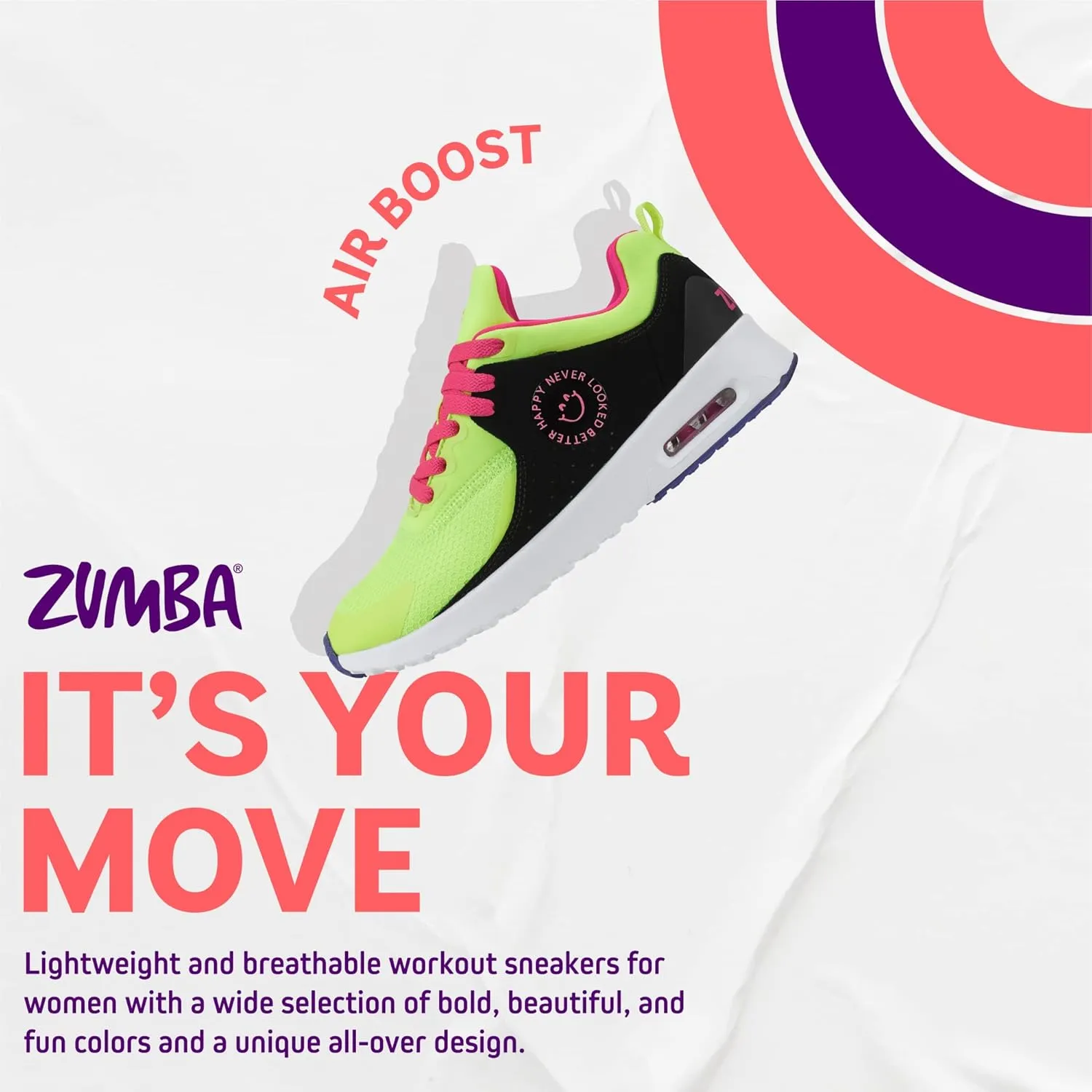 ZUMBA Women's Air Boost Sneakers, Low-Top Dance Sneakers