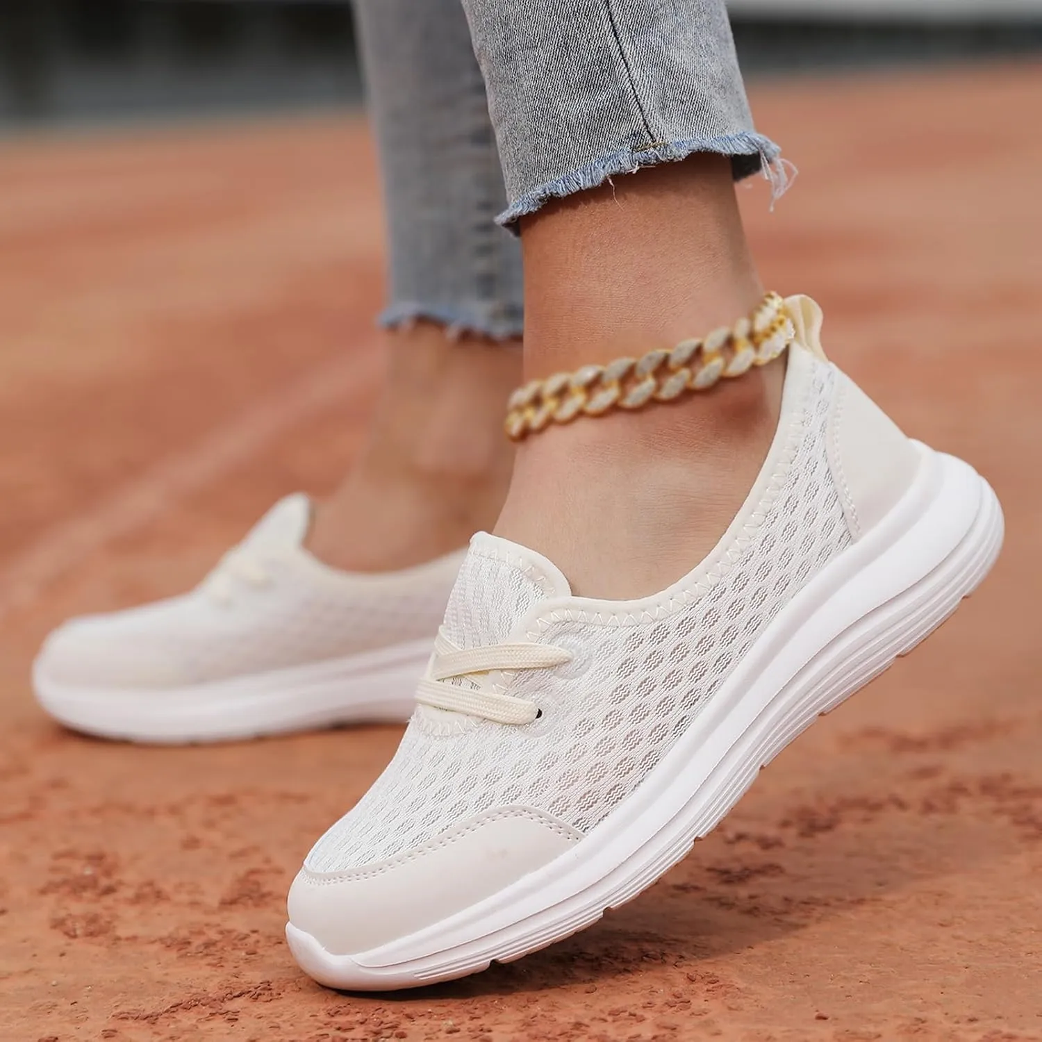 ZWRXW Women's Orthopedic Loafers Slip-On Walking Shoes Arch Support & Non-Slip Breathable Shoes Low Top Fashion Sneakers Lightweight Outdoor Hiking Sneakers